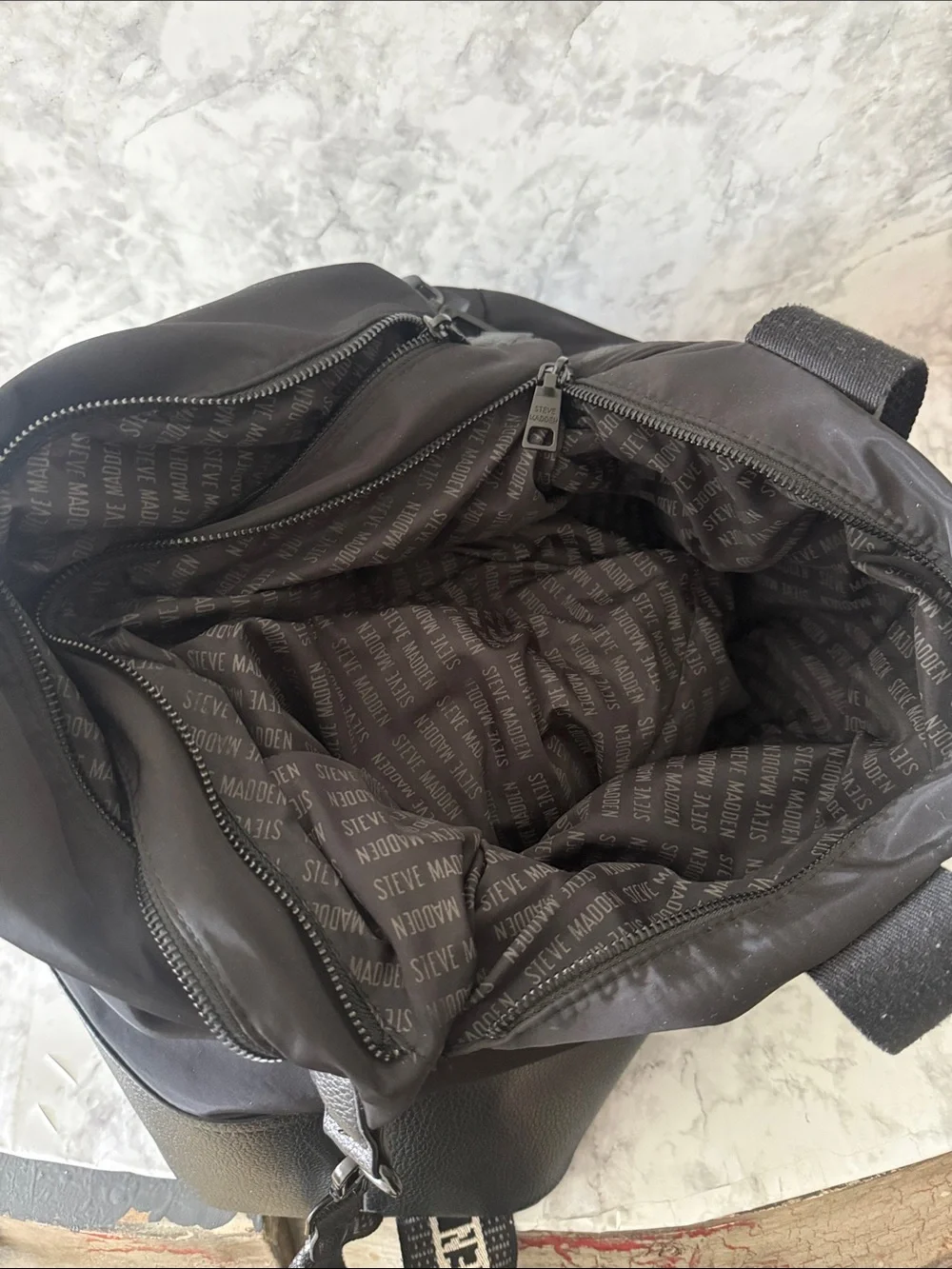 Steve Madden Black and White Duffel Bag